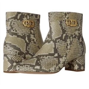 Lauren Ralph Lauren Wynne II Bootie Farro Python Print Heeled Ankle Boots Sz 9.5